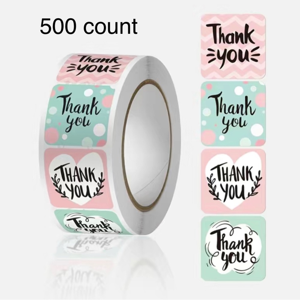 3/$20📦 Roll of 500 1” square thank you stickers